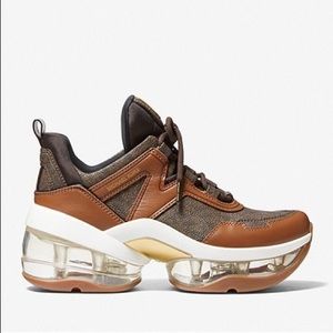 Michael Kors Olympia Extreme Logo and Leather Trainer